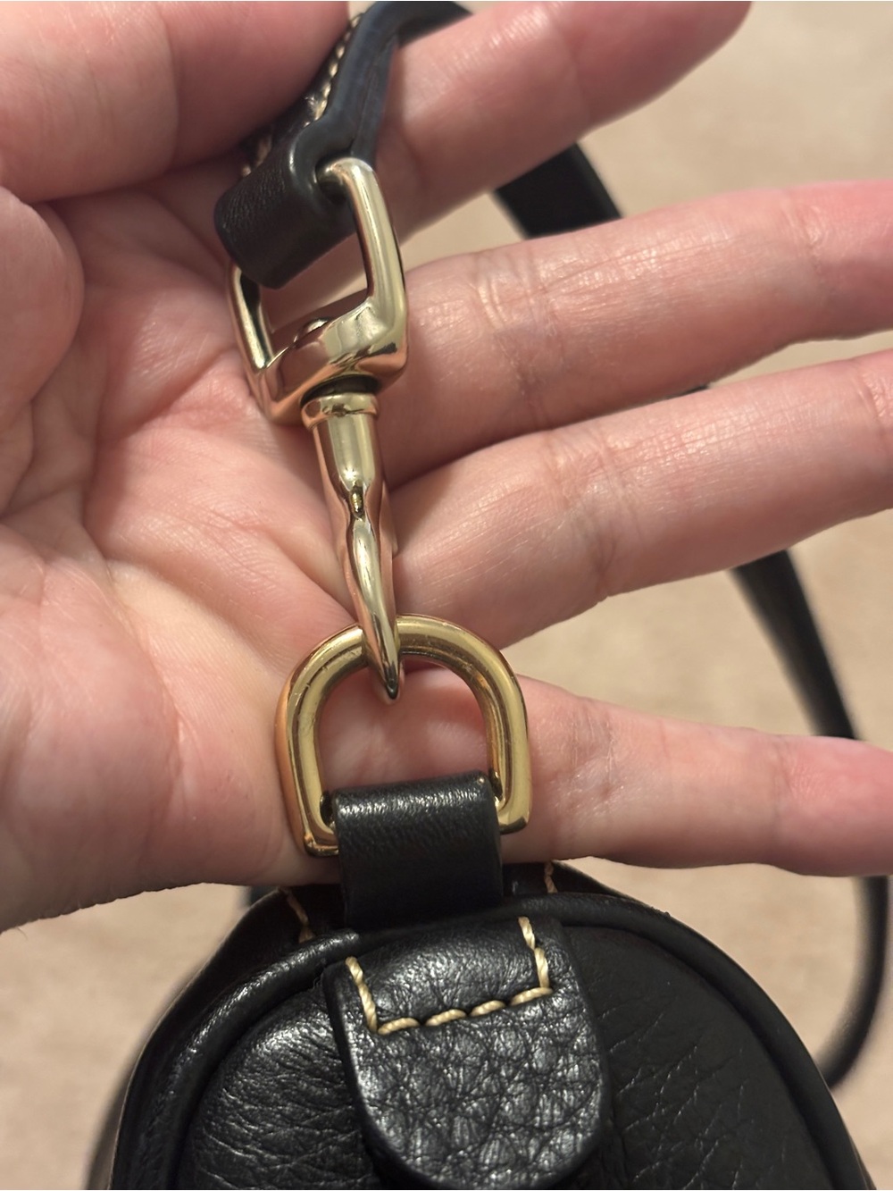 Dooney & Bourke Black Pebble Leather Mini Barrel Wristlet with Gold Hardware - Picture 7 of 11